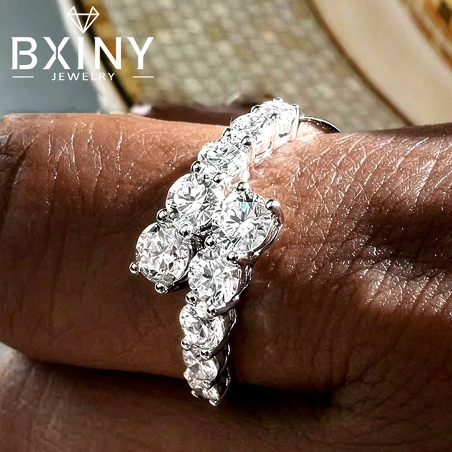 BXINY Offener Ring, 925 Silber, Moissanit, Damen - Bild 1