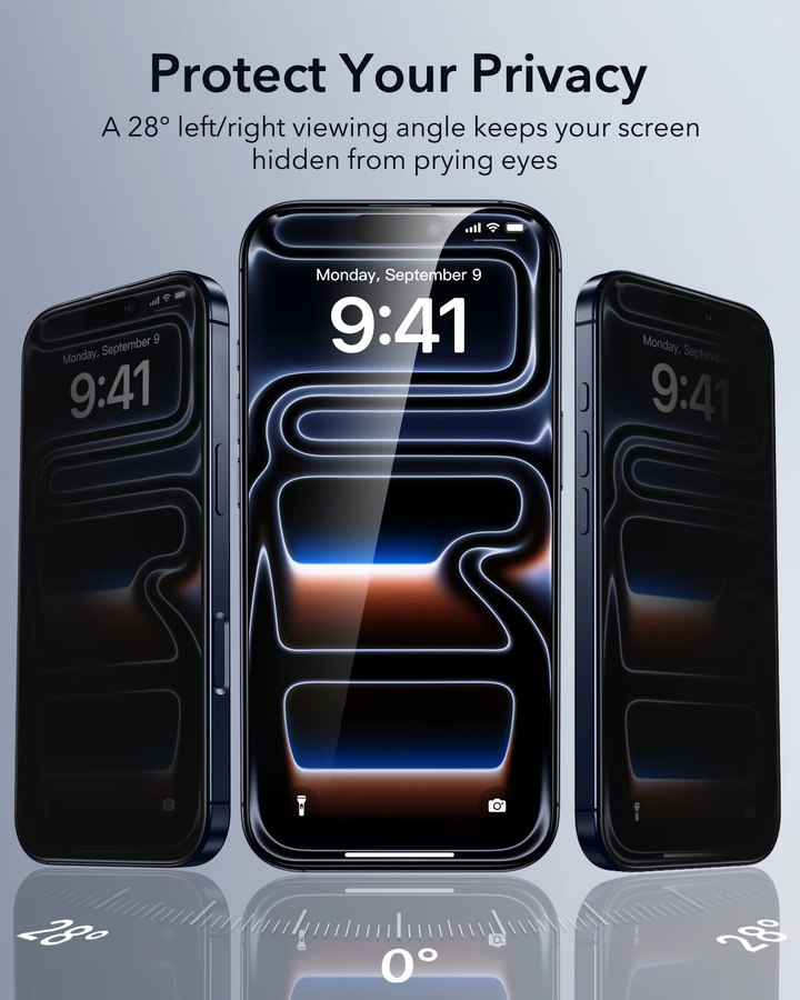 ESR Gehärtetes Glas Displayschutzfolie für iPhone 17, 16, 15, 14 und 13 Serie, Transparent, Datenschutz und hochauflösend - Bild 3