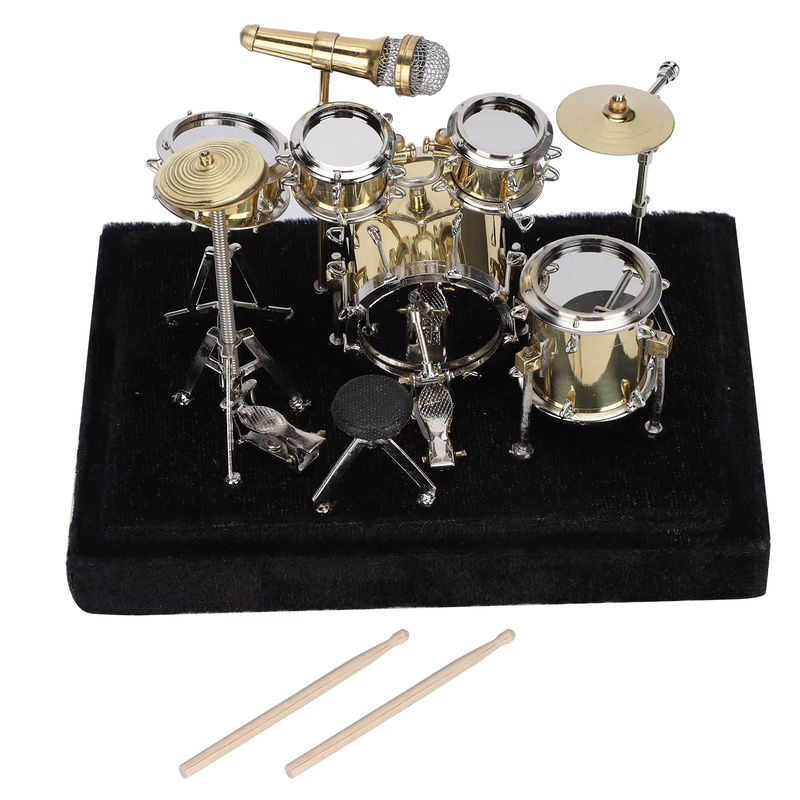 ZJCHAO Mini-Trommel-Modell aus Metall in Gold als dekoratives Ornament, B/T/H: 14 x 10 x 10 cm - Bild 2