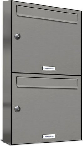AL Briefkasten für 2 Parteien, Aufputzmontage, grau, B/H/T: 153,465 x 68,4 x 11,6 cm - Bild 1
