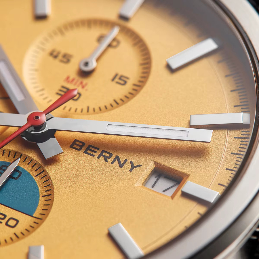 BERNY Chronograph, Quarz, Edelstahl, Saphirglas, Textil/NATO, Herren - Bild 3