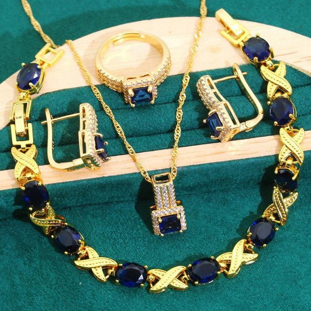 YIRAN Schmuckset, Kupfer, Gold, Zirkonia, Unisex - Bild 1