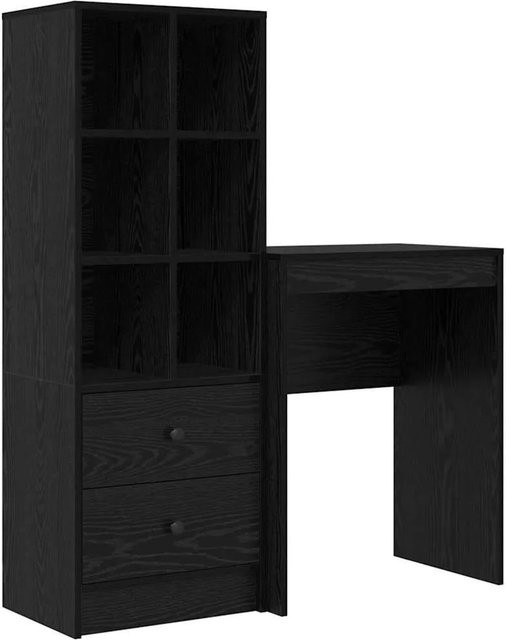vidaXL Schreibtisch mit Hochboard Set in Schwarz und Eichen-Optik - Bild 1