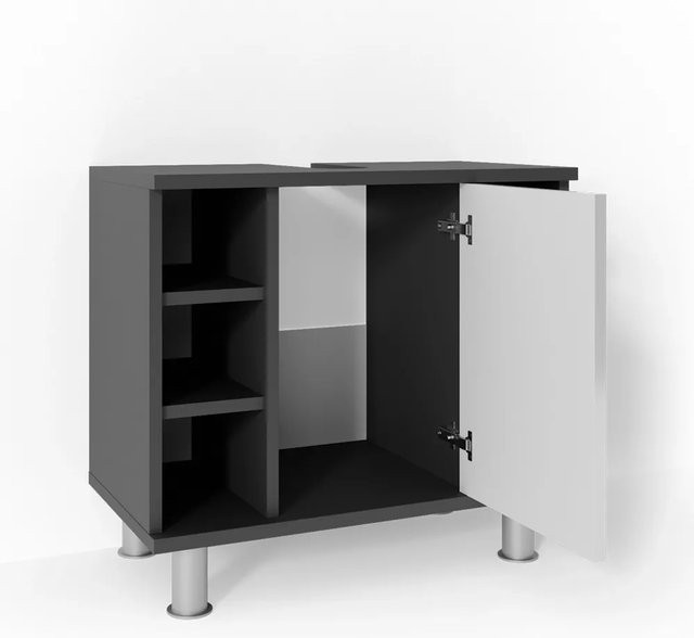 Vicco Waschbeckenunterschrank FYNN Badschrank Kommode Weiß Anthrazit B: 60 cm, T: 54 cm - Bild 2