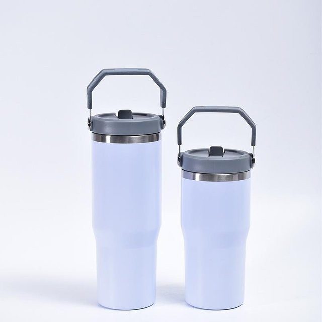 Binchi Outdoor Equipment Thermosbecher aus 304 Edelstahl mit Strohhalmdeckel in Weiß - Bild 1