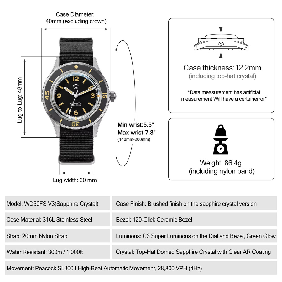 Watchdives Automatikuhr, Edelstahl, Keramiklünette, 40 mm, Unisex - Bild 2