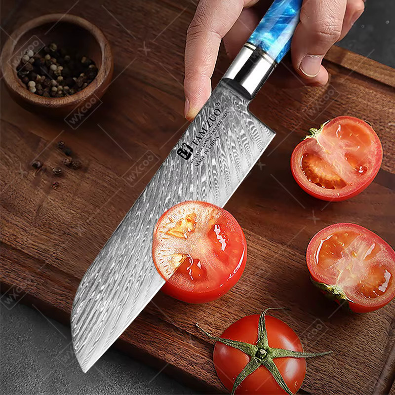 WXCOO Japanisches Santoku-Küchenmesser mit Damastmuster und Aufbewahrungsbox - Bild 3