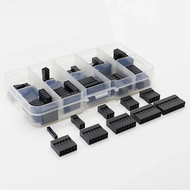 ELECAPITAL Dupont Wire Jumper Pin Header Connector Set mit Kunststoffgehäuse und Box, Schwarz, 62 Stück - Bild 1