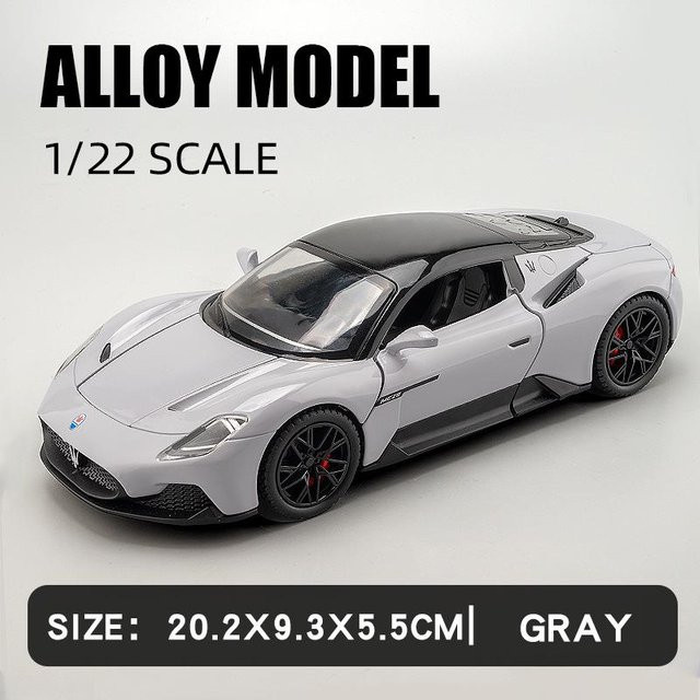 Linyi toy car Maserati Mc20 Sportwagen Legierungsmodellauto, 1:22, Metall, mit Licht und Sound, grau, ab 14 Jahren - Bild 1