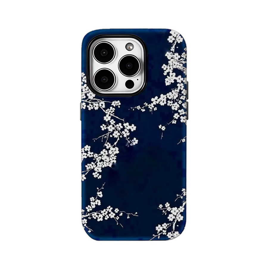 Midnight Blossom Handyhülle für iPhone 17 16 15 14 13 12 11 Pro Max Plus mit doppelschichtiger Rückseite in Blau - Bild 6