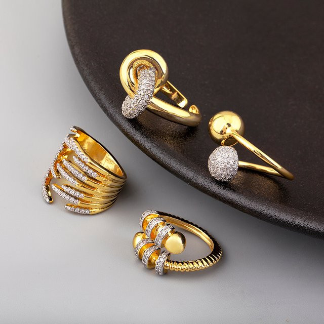 Nidin Ringe, Zirkonia, Gold, Unisex - Bild 1