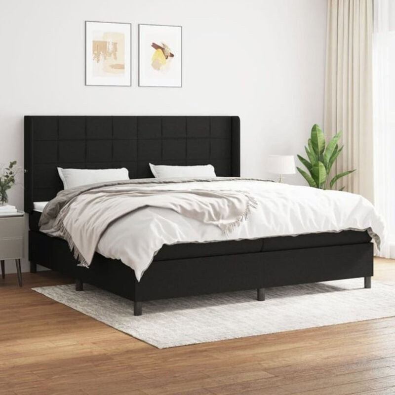 Vidaxl Boxspringbett mit Matratze in Schwarz aus Stoff, B/T/H: 200 x 200 x 118 cm - Bild 1