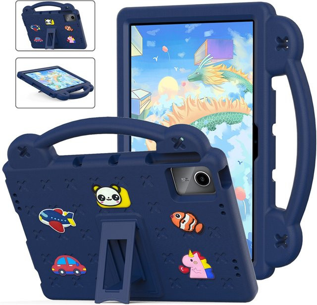 Kinder EVA Standhülle für TCL Tab NxtPaper 11, Tab10 Gen2, Tab 8 (2. Gen) und NXTpaper 5G in Blau mit Griffhalter - Bild 1
