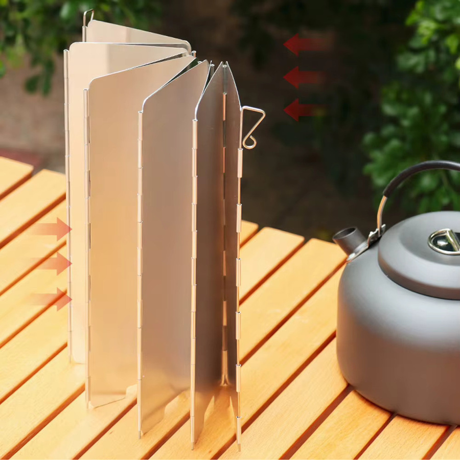 APWIKOGER Windschutz für Outdoor-Herde aus Aluminiumlegierung in Silber mit Aufbewahrungstasche für Camping und Picknick - Bild 1