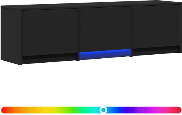 vidaXL Fernsehschrank modern in Schwarz mit integrierter LED-Beleuchtung aus Holzwerkstoff, B/T/H: 140 x 40 x 34 cm - Bild 1