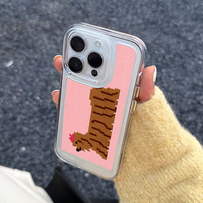 DecoPhone Handyhülle mit niedlichem Hundemuster im Pullover-Design für iPhone 11 bis iPhone 17 Pro Max Plus, transparent pink - Bild 4