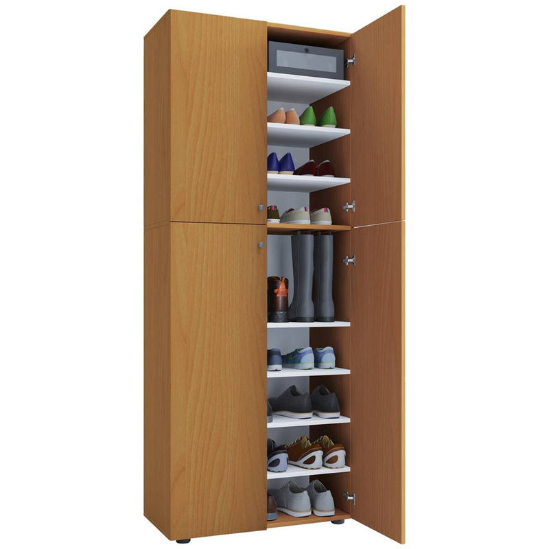 VCM Schuhschrank Lona XXL in Buche Nachbildung Weiß, B/H/T: 70 x 184 x 40 cm - Bild 3