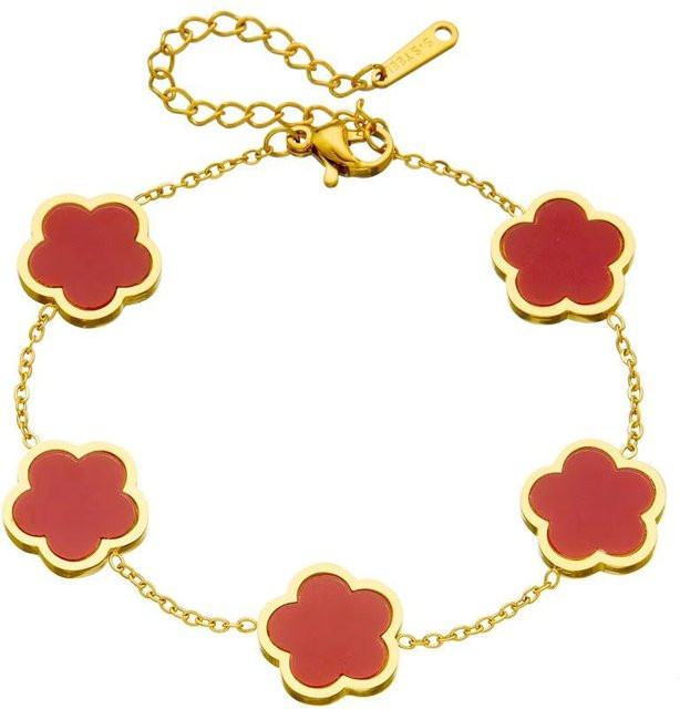 Lucky Star Jewelry Armband, 18K vergoldetes Edelstahl, Zirkon rot, Damen - Bild 1