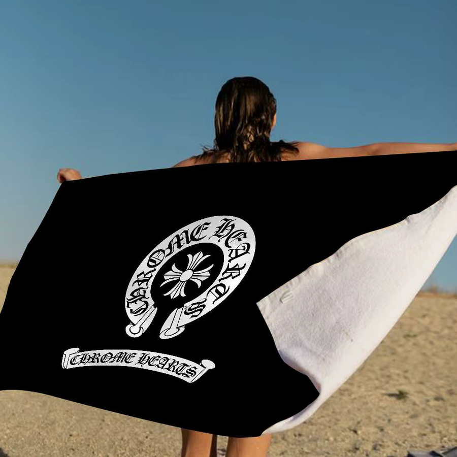 Potdemiel Mikrofaser-Strandtuch C-Chrome H-Hearts in Schwarz, saugfähig und schnell trocknend für Yoga, Schwimmen und Sport - Bild 4