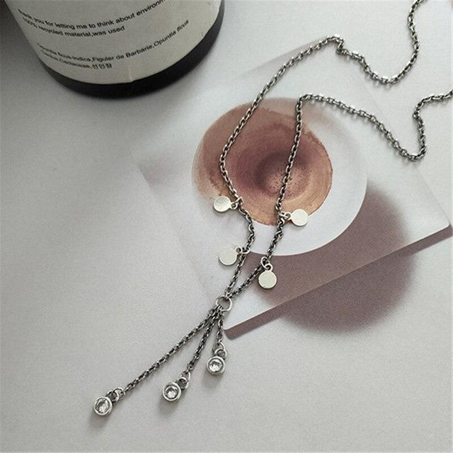 Halskette 925 Sterling Silber, Quaste, Zirkon, Perle, Damen - Bild 1