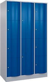 C+P Kombi-Schließfachschrank Resisto mit 3 Abteilen und 12 Fächern, Weiß/Enzianblau, B/T/H: 114,8 x 64,0 x 195,0 cm - Bild 1