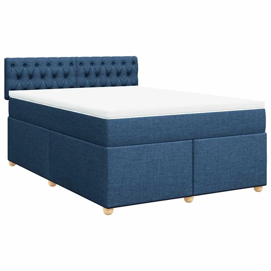 vidaXL Boxspringbett Hybrid mit Matratze in Blau und Weiß, B/T/H: 140 x 190 cm, mit USB-Ladeport und Unterbettbeleuchtung - Bild 2
