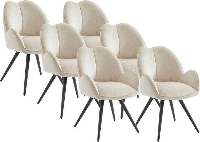 Vente-unique Stuhl Gulsun Modern in Beige aus Stoff und Metall, Breite: 60 cm - Bild 1