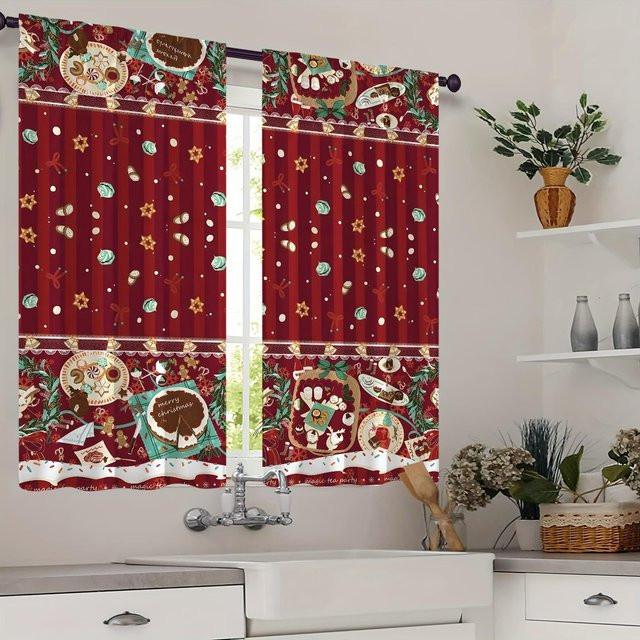 Yiran Furniture 2-teiliges Schlafzimmervorhang-Set mit Blumenmuster in Rot, blickdicht, Breite: 70 cm, Höhe: 185 cm - Bild 1