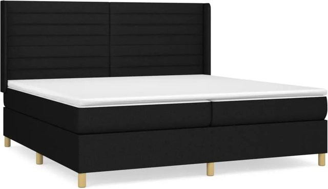 vidaXL Boxspringbett Hybrid mit Matratze und Kopfteil, Schwarz, B/T/H: 200 x 200 x 118 cm - Bild 1