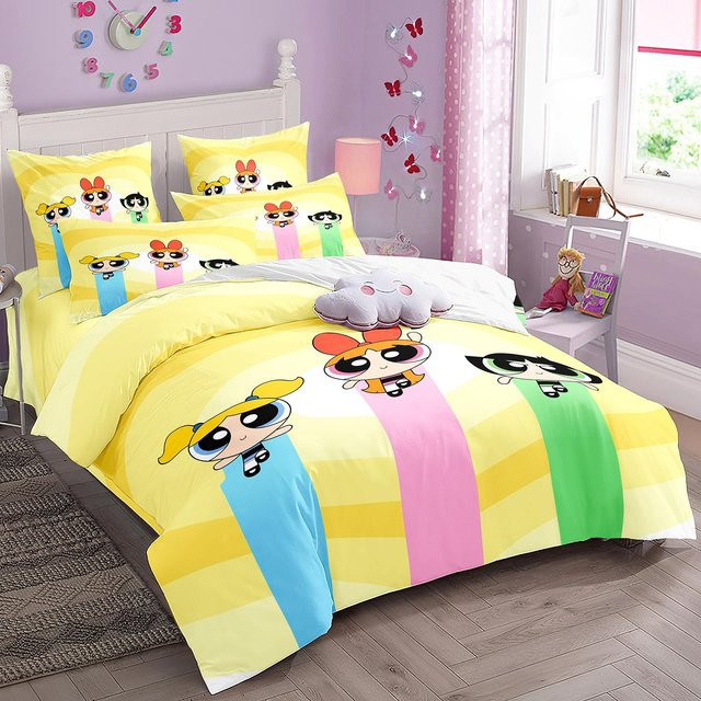 Flylo Bettwäsche-Set Powerpuff Girls mit 3D-Druck für Mädchenzimmer, Gelb, B/H: 140 x 210 cm - Bild 1