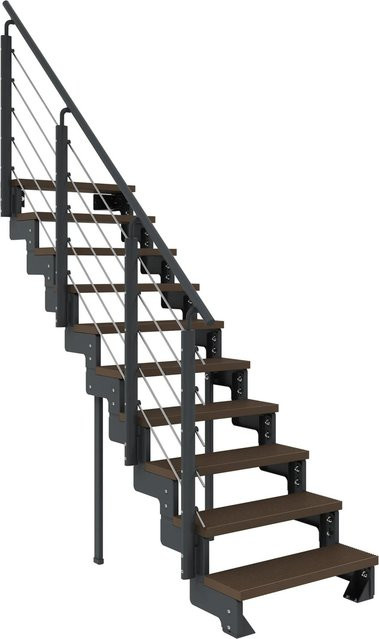Dolle Außentreppe Gardentop in Anthrazit und Grau mit 10 Stufen und Geländer aus Stahl und Edelstahl, Breite: 100 cm - Bild 1