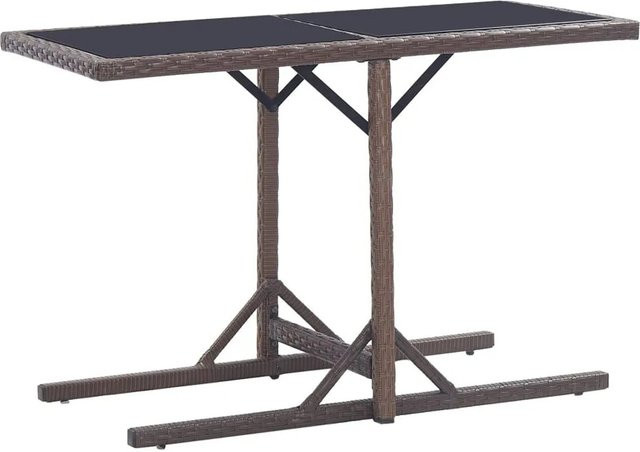 Furnicato Gartentisch aus Poly Rattan und Glas in Braun, B/T/H: 110 x 53 x 72 cm - Bild 1