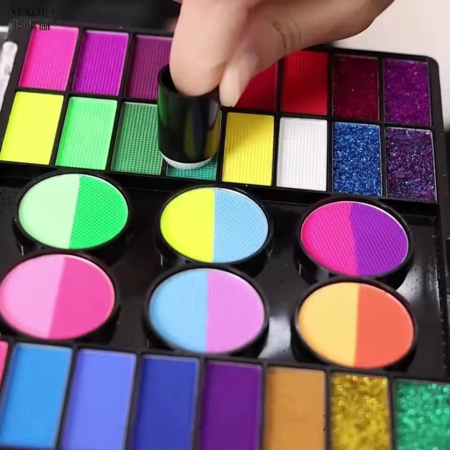 Gesichtsfarben-Set mit 44 Farben, Matt & Schimmernd, Glitzer-Make-up - Bild 3