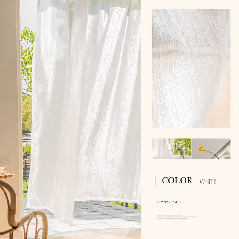 MAKEHOME Tüllvorhang im französischen Stil, Weiß, Transparent, Höhe: 250 cm, Breite: 200 cm - Bild 3