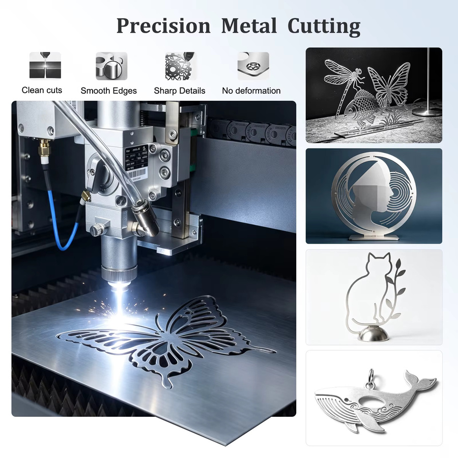 JPT Desktop-Faserlaserschneidemaschine mit Laserquelle für das Schneiden und Gravieren von Metallen wie Edelstahl, Eisen und Kupfer, 1200W/800W - Bild 4