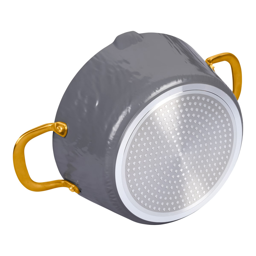 Premium-Topf LavaGold von genialo aus emailliertem Gusseisen in Gold und Grau mit Glasdeckel, 4 l - Bild 2