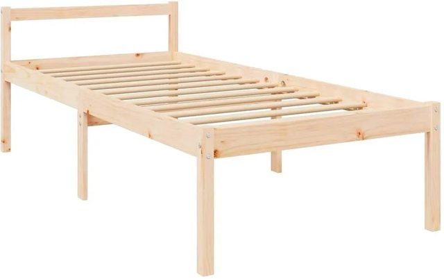 vidaXL Seniorenbett aus Massivholz Kiefer in rustikalem Design, unbehandelt, B/T/H: 80–90 x 190/200 cm - Bild 1