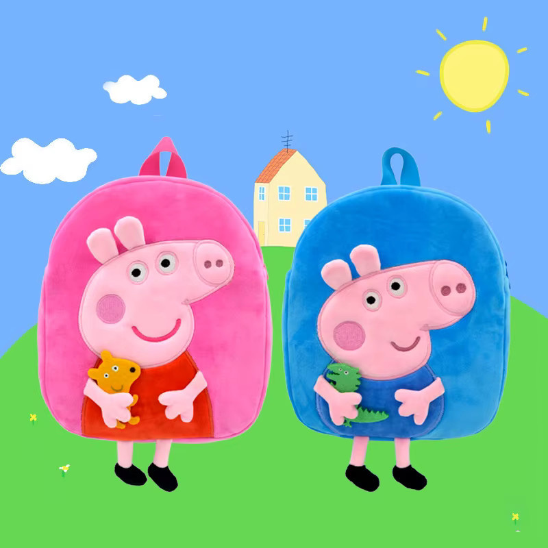 E-STRONG Peppa Pig Plüsch-Rucksack, rosa Schweinchen, Umhängetasche - Bild 2