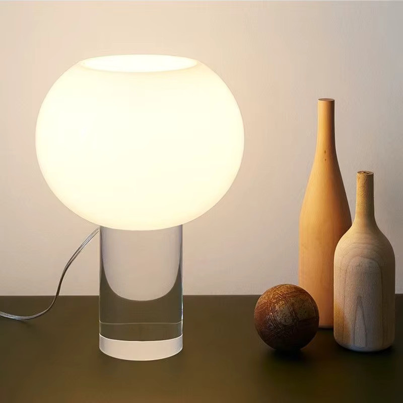 HomeLover Buds Tischlampe Retro in Weiß mit Glaskugel für Wohnzimmer, Schlafzimmer und Arbeitszimmer - Bild 3