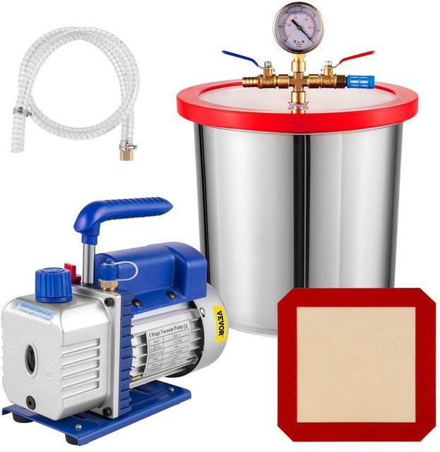 Buying Solutions MB HVAC Klimaanlagen Kältetechnik Kit mit einstufiger Vakuumpumpe 3 CFM 1/4 PS und 13 Liter Vakuumkammer aus Edelstahl in Mehrfarbig - Bild 1