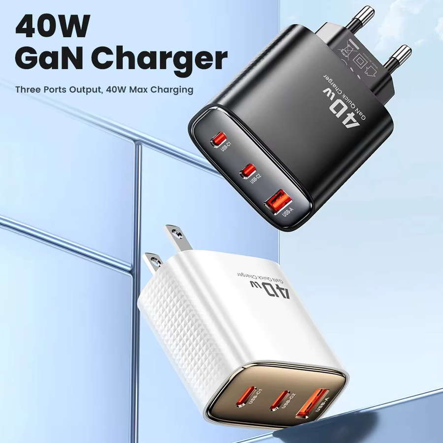Toocki 40 W GaN USB-C Schnellladegerät mit Dual USB-C Anschlüssen und QC 4.0 in Schwarz - Bild 4
