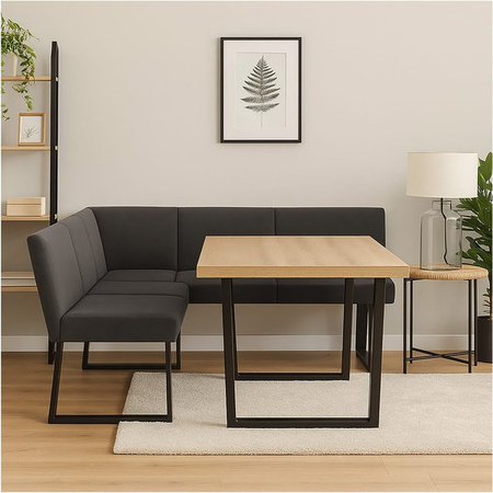 HTI-Living Eckbank Vemal in Schwarz mit Kunstlederbezug, kurzer Schenkel rechts, B/T: 192 x 152 cm