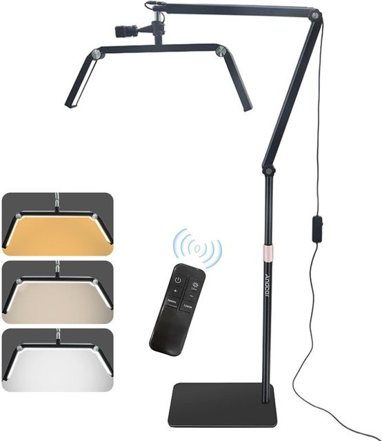 Andoer HD-M18X 36W Boden-LED-Videoleuchte als faltbares LED-Fülllicht und Beauty-Mondlampe in Beige mit einstellbarer Farbtemperatur (3200K-5600K) - Bild 1