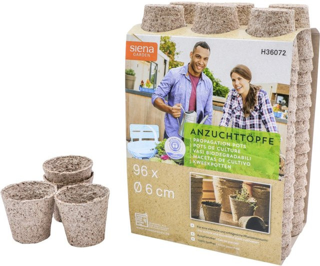 SIENA GARDEN Bio Anzuchttöpfe rund braun 96 Stück - Bild 1