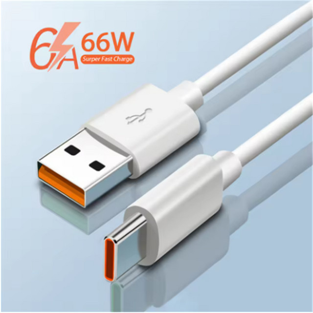 USB Typ C Schnellladekabel 66W 6A Datenkabel in Weiß für Huawei Xiaomi iPhone OnePlus und Samsung - Bild 1