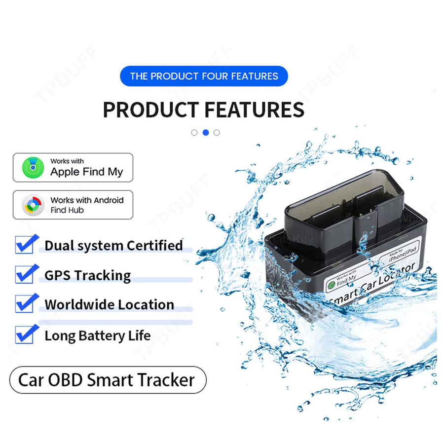 Peocke Mini GPS-Tracker für Autos mit OBD-Anschluss und Google Find My App für iOS und Android, Schwarz - Bild 2
