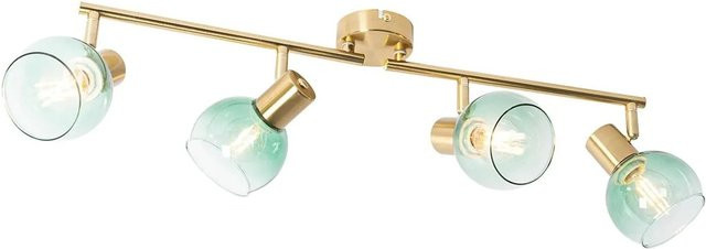 QAZQA Vidro Art Deco Deckenleuchte in Gold mit grünem Glas, 4-flammig, dimmbar - Bild 1