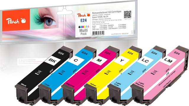 Peach E24 Druckerpatronen Set für Epson No. 24 C13T24284010, 6er Pack Multicolor, wiederaufbereitet - Bild 1