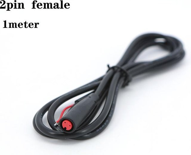 Julet Wasserdichtes Elektrofahrrad Stoßkabel mit 2 Pin Stecker und Buchse in Schwarz, Länge: 1 m - Bild 1
