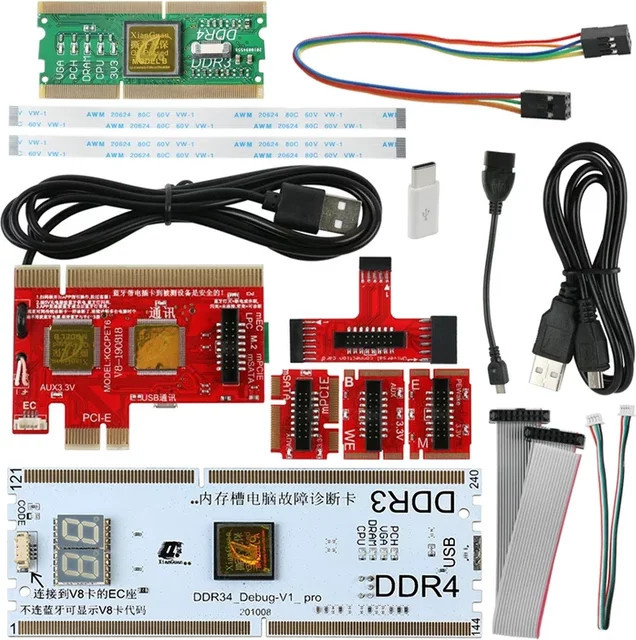KQCPET6 V8 Universal Diagnose Test Debug King Post Karte zur Unterstützung von PCI, PCI-E, MiniPCI-E, LPC und DDR3/4 für Laptop und Desktop PC - Bild 1
